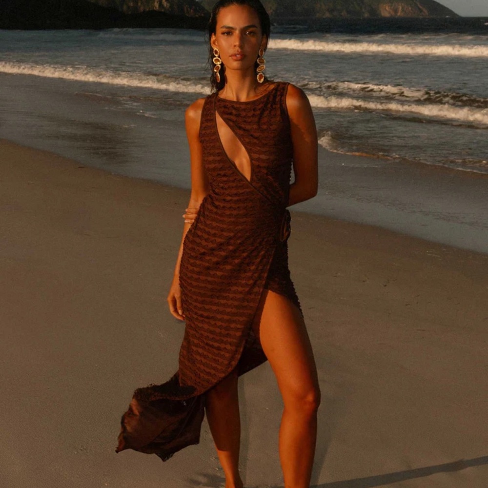 Peppermayo Exclusive - Sterling Wrap Maxi Dress - Chocolate NWT